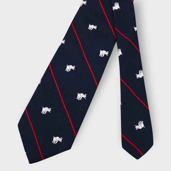 ALYNN Men's Classic Necktie Designer Animal Elephant Blue/Red EUC 55in Tie - Picture 2 of 6